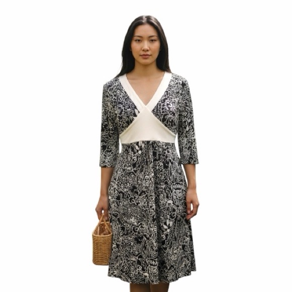 A.P.N.Y. Dresses & Skirts - 𝅺A.P.N.Y. Floral Patterned V-Neck Flutter Sleeve Tie Back Patterned Dress Sz S